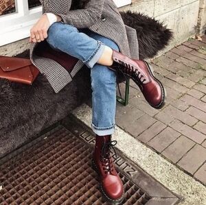 Dr. Marten 1460 8 Eye Cherry Red Boot UK Sz 5 Vintage Made In England